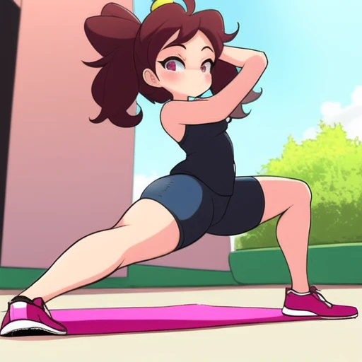 art by diives, girl in sports clothes, doing yoga