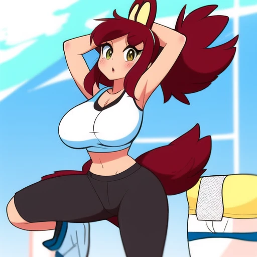 art by diives, girl in sports clothes training, yoga