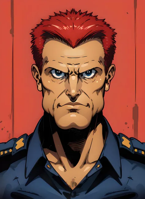 Captain_Pronin, 1man, highres, high quality, masterpiece, ultra-detailed, looking at viewer, manly, policeman, pose