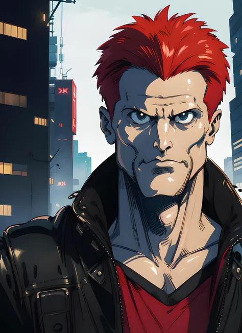 Captain_Pronin, 1man, highres, high quality, masterpiece, ultra-detailed, looking at viewer, manly, cyberpunk, pose, future,