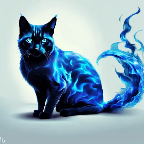 A cat.blue flame <lora:[XL]bluefire:1>