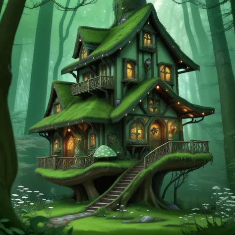 magical fantasy house in an enchanted forest filled with bright magic mushrooms and lush grasses,extra sharp focus,<lora:wowifierXL:0.8>