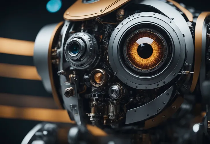 cinematic photo breathtaking photography closeup of a robot eagle's cybernetic eye, by Paul Barson  lora:wowifierXL:1 . award-winning, professional, highly detailed . 35mm photograph, film, bokeh, professional, 4k, highly detailed