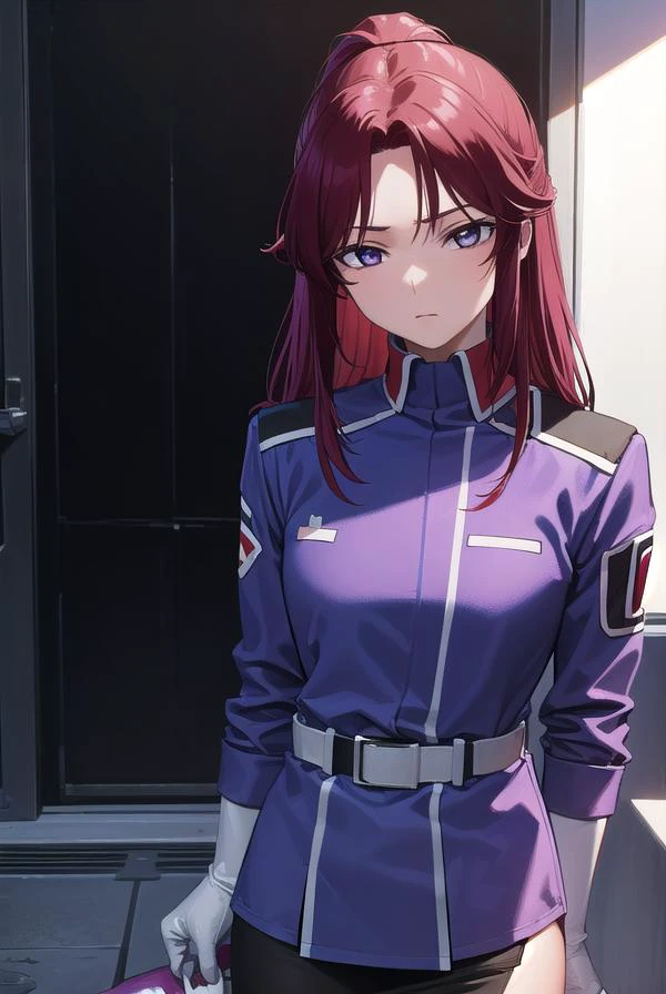 flayallster, <lora:flayallster-lora-nochekaiser:1>,
flay allster, long hair, (purple eyes:1.1), red hair, medium hair, (parted bangs:1.5), ponytail, <lora:gekioko_v200:1>, angry,
BREAK skirt, gloves, jacket, white gloves, black skirt, uniform, military, military uniform, side slit, pencil skirt,
BREAK looking at viewer, (cowboy shot:1.5),
BREAK outdoors, space, star \(sky\), sun,
BREAK <lyco:GoodHands-beta2:1>, (masterpiece:1.2), best quality, high resolution, unity 8k wallpaper, (illustration:0.8), (beautiful detailed eyes:1.6), extremely detailed face, perfect lighting, extremely detailed CG, (perfect hands, perfect anatomy),