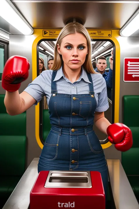 <lora:britteklund:1>portrait photo of britteklund, 23 year old decent woman, fully clothed, punching the tickets in the train, tack sharp, 4k, DSLR, flirting with the viewer