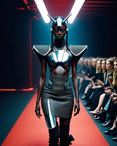 a weird fashion runway, by Ellen Stewart , by Maria Cornejo , by Maria Pinto , cinematic, detailed face, perfect photography , esoteric, occult<lora:weird_runway:1.0>