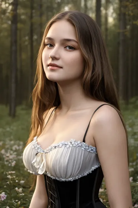 hyper photorealistic, cute peasant woman, in small European village, (18 years), (detailed face and eyes), full body portrait, (extremely ), pleasure, nudist, small breasts, expression enjoyment, seductive look, idyllic aura, medieval environment, Masterpiece, ultra detailed, cinematic composition, cinematic lighting, light honey hair, little smile, fine faciits, Slim physique, (depth of field)