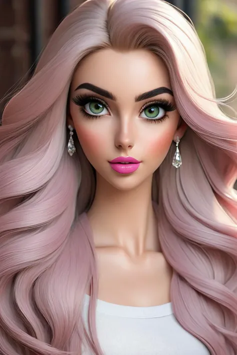 HDR photo of (masterpiece, high quality, best quality:1.3),extremely detailed,realistic,(hyperrealistic:1.2),fine texture,Extremely high-resolution details,(beautiful:1.2),(white skin),young 25 years old,green eyes,(monolid eyes, arched eyebrows, eyelash, eye contour, eyeshadow:1.2),(thin lips, pink lipstick),(makeup),157cm tall,(wavy hair),(long hair, black hair:1.4),(everything Detailed),upper body,(perfect face, perfect eyes, perfect lips, perfect hair),(Closed mouth:1.5),(detailed lips, detailed eyes, detailed hair, detailed face),natural lighting, . High dynamic range, vivid, rich details, clear shadows and highlights, realistic, intense, enhanced contrast, highly detailed