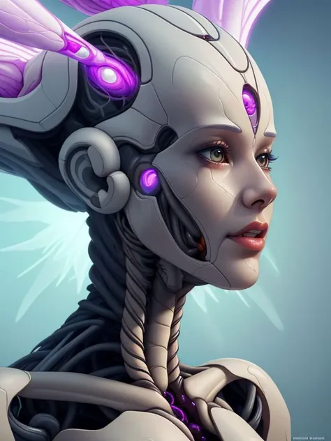 mj, cinematic close up photo of an ethereal neural network organism, divine woman, anatomical face, biomechanical details
