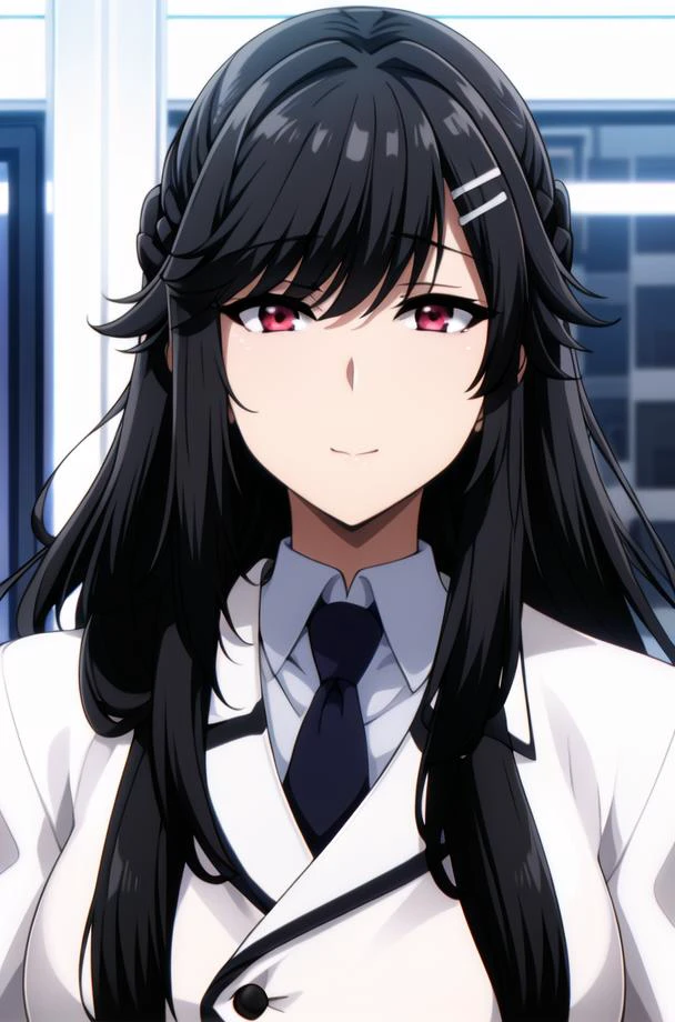 (day),White Background,blue sky,
white shirt ,black skirt,jacket,school uniform,Black Tie,
<lora:Akane_Nishino_Shadow-KK77-V1:0.7>,
bangs, black hair,hair ornament, hairclip, long hair, red eyes,
<lora:Mariana_Luciano_NON_VIRGIN-KK77-V1:0.3>,<lora:more_details:0.1>,
1 girl, 20yo,Young female,Beautiful Finger,Beautiful long legs,Beautiful body,Beautiful Nose,Beautiful character design, perfect eyes, perfect face,expressive eyes,perfect balance,
looking at viewer,(Focus on her face),closed mouth,
official art,extremely detailed CG unity 8k wallpaper, perfect lighting,Colorful, Bright_Front_face_Lighting,shiny skin,
(masterpiece:1.0),(best_quality:1.0), ultra high res,4K,ultra-detailed,
photography, 8K, HDR, highres, absurdres:1.2, Kodak portra 400, film grain, blurry background, bokeh:1.2, lens flare, (vibrant_color:1.2),professional photograph,
(Beautiful,large_Breasts:1.4), (beautiful_face:1.5),(narrow_waist),