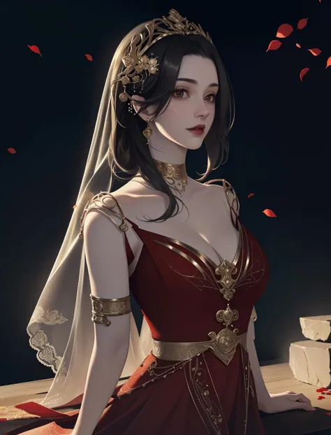 (masterpiece, intricate, highly detailed, beautiful, 8k:1.3)(masterpiece, best quality), intricate details, 1girl, (masterpiece, best quality), <lora:cai_lin_doupo_cangqiong:0.8> ,cai_lin, jewelry, dress, red dress, falling petals, petals ( hot desert :1.3),(photo-realistic,ultra realistic 8k CG:1.2),perfect artwork,delicate pattern(masterpiece: 1.2), (ambient soft lighting: 1.2), <lora:LowRA:0.7>
