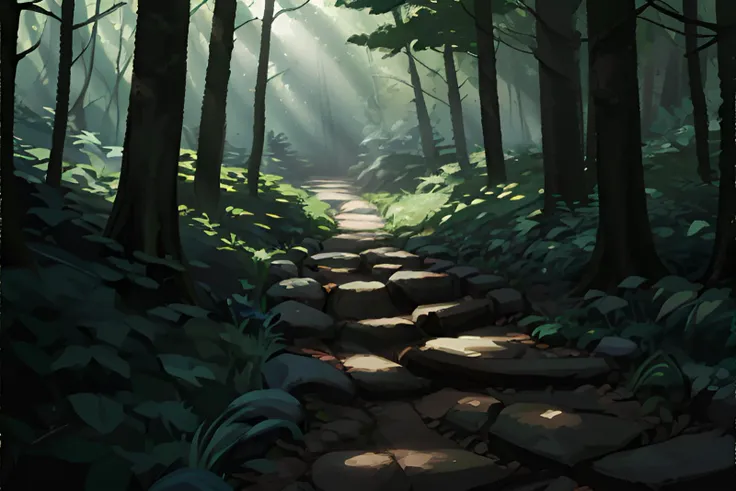 <lora:simplypaint:0.8>, forest trail, winding path, sunlight filtering through trees, nature walk, <clip:skip:2>, masterpiece, 8k, high resolution, shallow depth of field, sharp focus