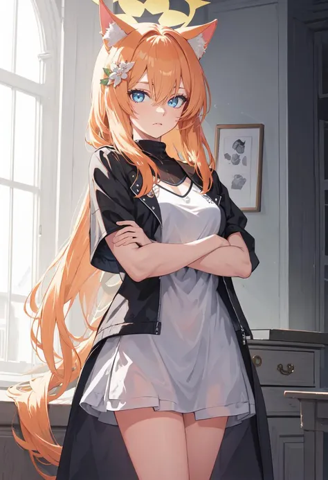 (safe:1.10), best quality, masterpiece, highres, solo, (mari_bluearchive:1.10), crossed arms, cowboy shot, looking at viewer, 39 <lora:mari_bluearchive:0.80>
