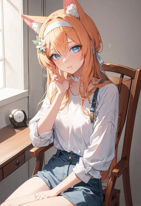(safe:1.10), best quality, masterpiece, highres, solo, (mari_bluearchive:1.10), sitting, sitting on chair, chair, cowboy shot, looking at viewer, 35 <lora:mari_bluearchive:0.80>