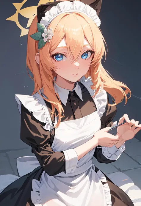 best quality, masterpiece, highres, solo, (mari_bluearchive:1.10), (maid:1.40), (long maid dress:1.15), 26 <lora:mari_bluearchive:0.80>