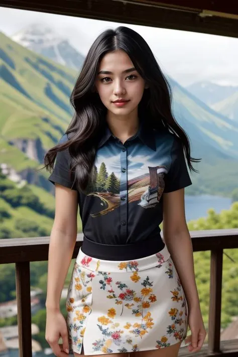 1 woman, 22yo, realistic, masterpiece, high detailed skin, looking at viewer, full body shot, scenic view, long hair, black hair
<lora:Print_Shirt_Skirt_By_Stable_Yogi:1> print shirt, print skirt