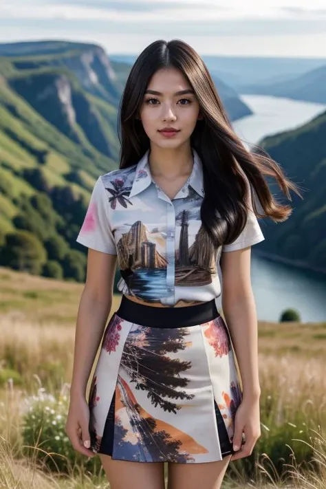 1 woman, 22yo, realistic, masterpiece, high detailed skin, looking at viewer, full body shot, scenic view, long hair, black hair
<lora:Print_Shirt_Skirt_By_Stable_Yogi:1> print shirt, print skirt