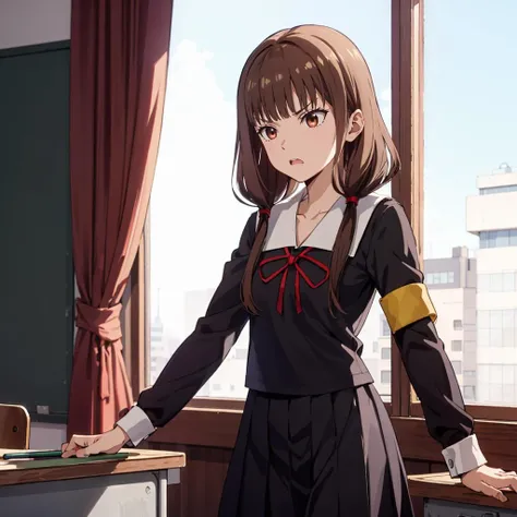 masterpiece,best quality,
<lora:Iinomiko-v2-000010:0.9>,
mikobp,
mikoso,shuuchiin academy school uniform,school uniform,long sleeves,red ribbon,
cowboy shot,standing,
classroom,get angry,