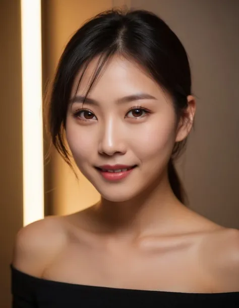 japanese woman,
(dark brown eyes, pupil, Beautiful eye detail, Lights in the eyes:1.2), (rough skin:1.4),(Uneven skin tone:1.6),(archaic smile),
(Professional Lighting), Luxurious indirect lighting,
in Luxury Loungen,