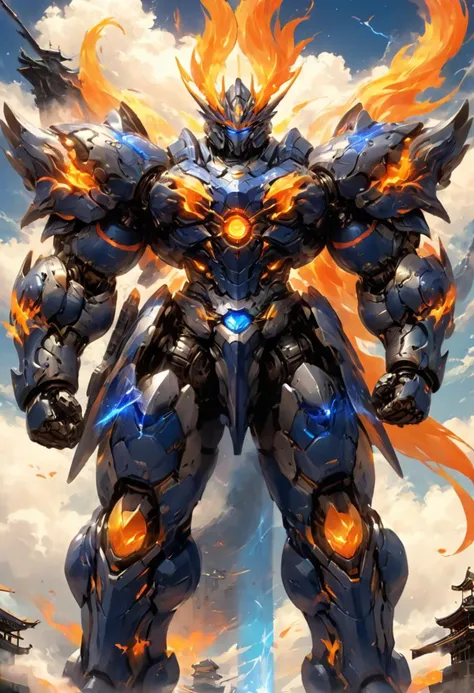 best aesthetic,Fantasy,A samurai mech concept art with a huge blue moon behind it,blue smoke and flames on the mech,heavy armour,thick limbs,muscular<lora:p19-nijimecha-000006:0.7>,nijimecha,<lora:Hyper-SDXL-8steps-CFG-lora:0.3>,