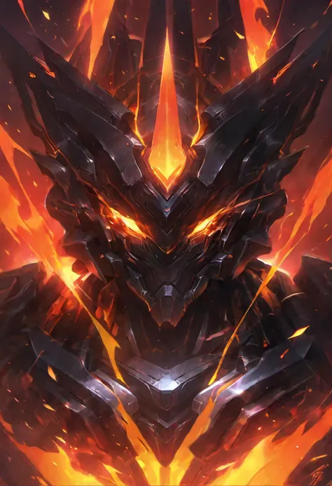 best aesthetic,lolsplashart,nijimecha,Burning mech closeup concept art,portrait,head only,black mech,flames,burning,embers,glowing eyes,bath of fire,epic scene,looking at viewer,best quality,masterpiece,symmetrical composition,in the style with mecha anime,<lora:p19-nijimecha-000006:0.7>,nijimecha,<lora:Hyper-SDXL-8steps-CFG-lora:0.3>,