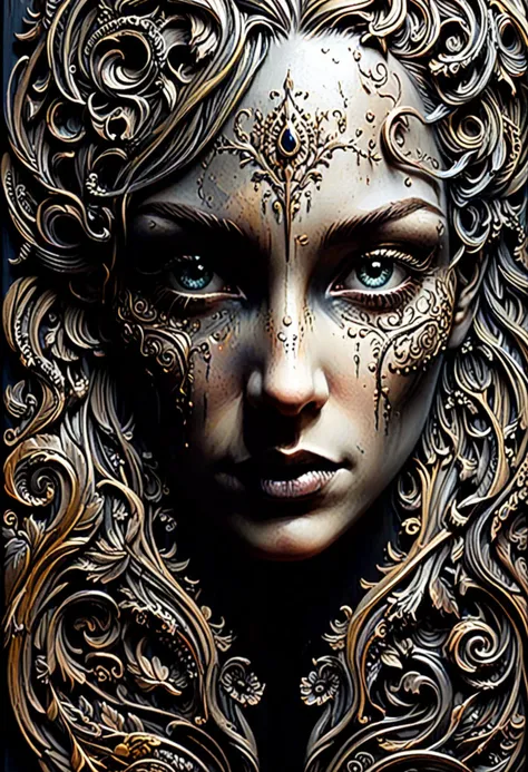 Surrealist art linquivera kylin, bold lines, hyper detailed, a dark warm limited palette, chiaroscuro, <lora:linquivera:0.8>, liiv1, 
 <lora:Hyper-SDXL-8steps-lora:1.0> . Dreamlike, mysterious, provocative, symbolic, intricate, detailed