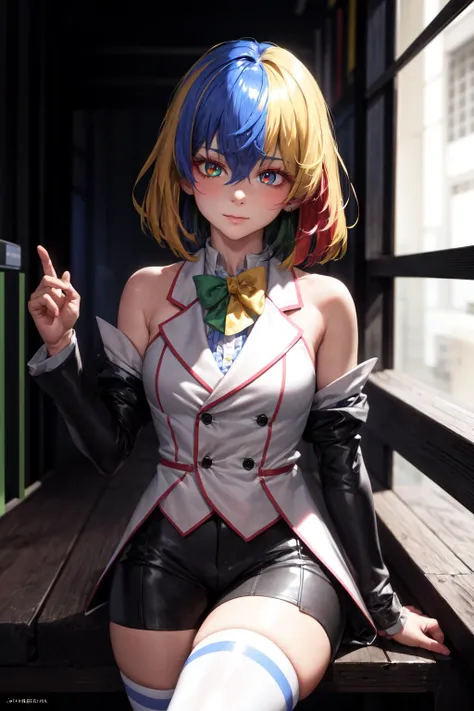 absurdres, best quality, 1girl, solo, looking at viewer, <lyco:GoodHands-beta2:1.0>,  <lora:Chrome-ChanV39:1>, Chrome-chan, (multicolored eyes), eye focus, [:bright pupils:0.75]