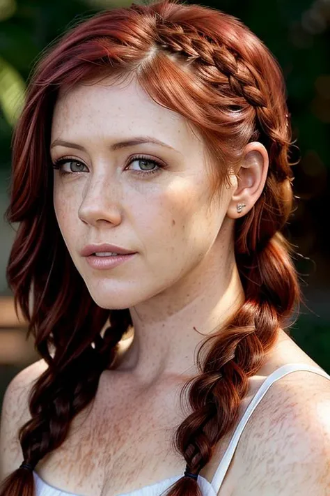 portrait of DEN_elle_alexandraMK2,, headshot, face focus, shadows,
(plain background:1.2), (Messy Side Braid:1.3),
bokeh, f1.4, 40mm, photorealistic, raw, 8k, textured skin, skin pores, intricate details <lora:epi_noiseoffset2:1>