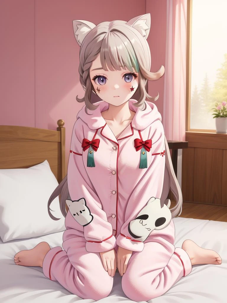 <lora:ç³å°¼ç¹ girl:1>,ç³å°¼ç¹ girl,(fluffy animal kigurumi pajamas:1.1),, masterpiece, best quality,