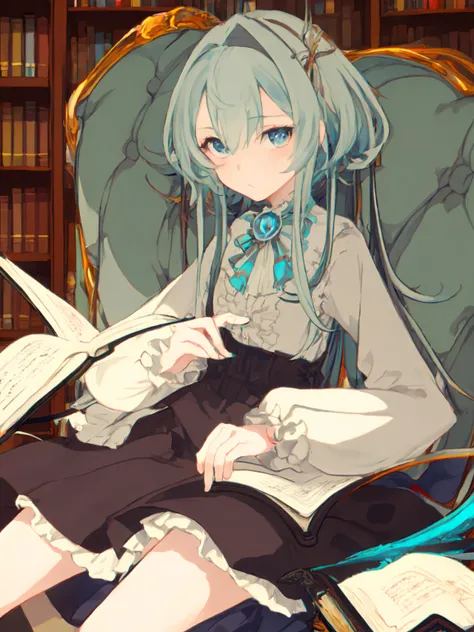 masterpiece, best quality,
yog-sothoth, 1girl, solo, book, bookshelf, holding book, holding, open book, library, closed mouth, looking at viewer, frills, sitting
<lora:yog-locon:1>