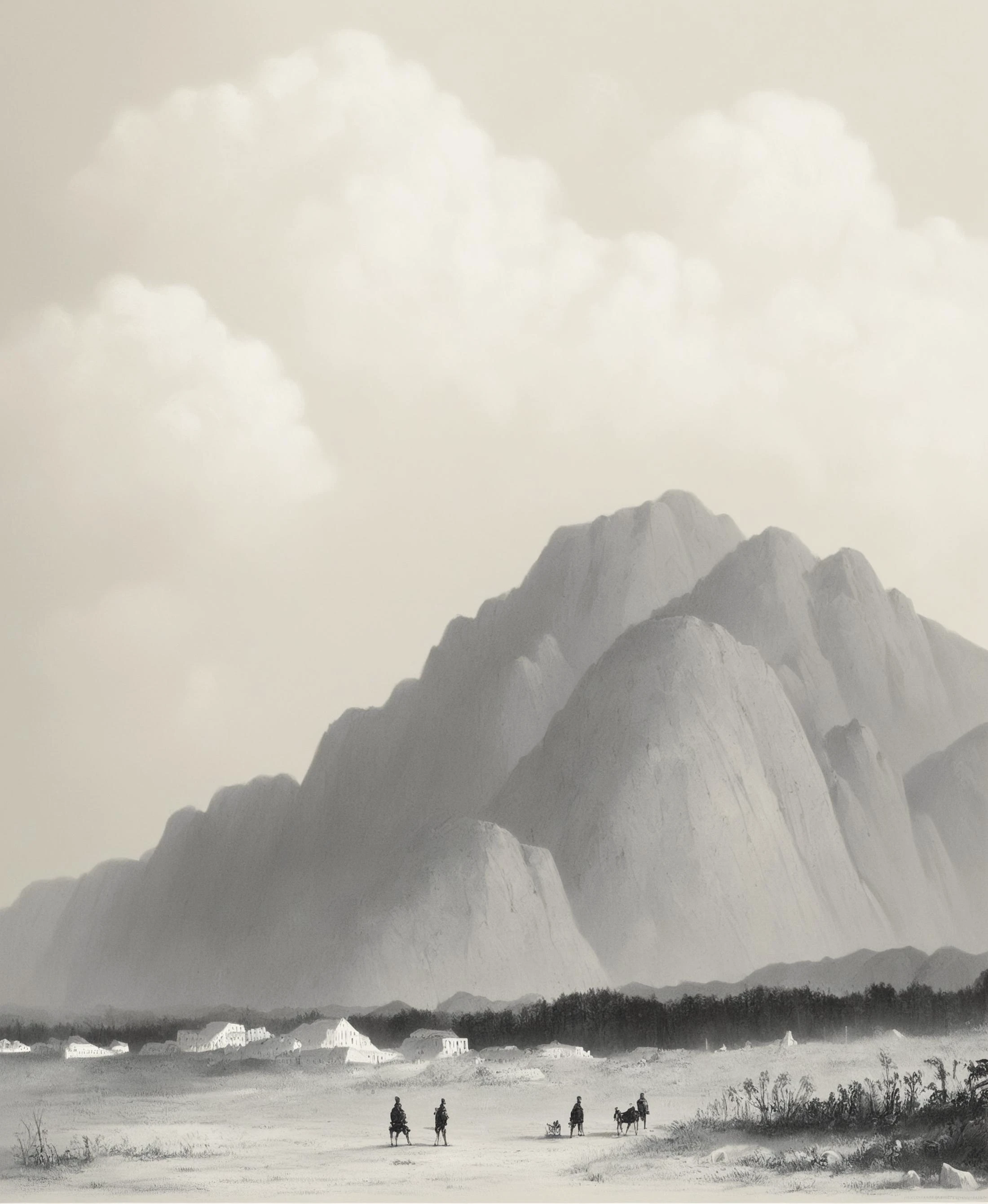 score_9, score_8_up, score_7_up, score_6_up, score_5_up, score_4_up, rating_safe,art by llbreton,monochrome,greyscale,landscape,outdoors, <lora:LLBretonPony:1>