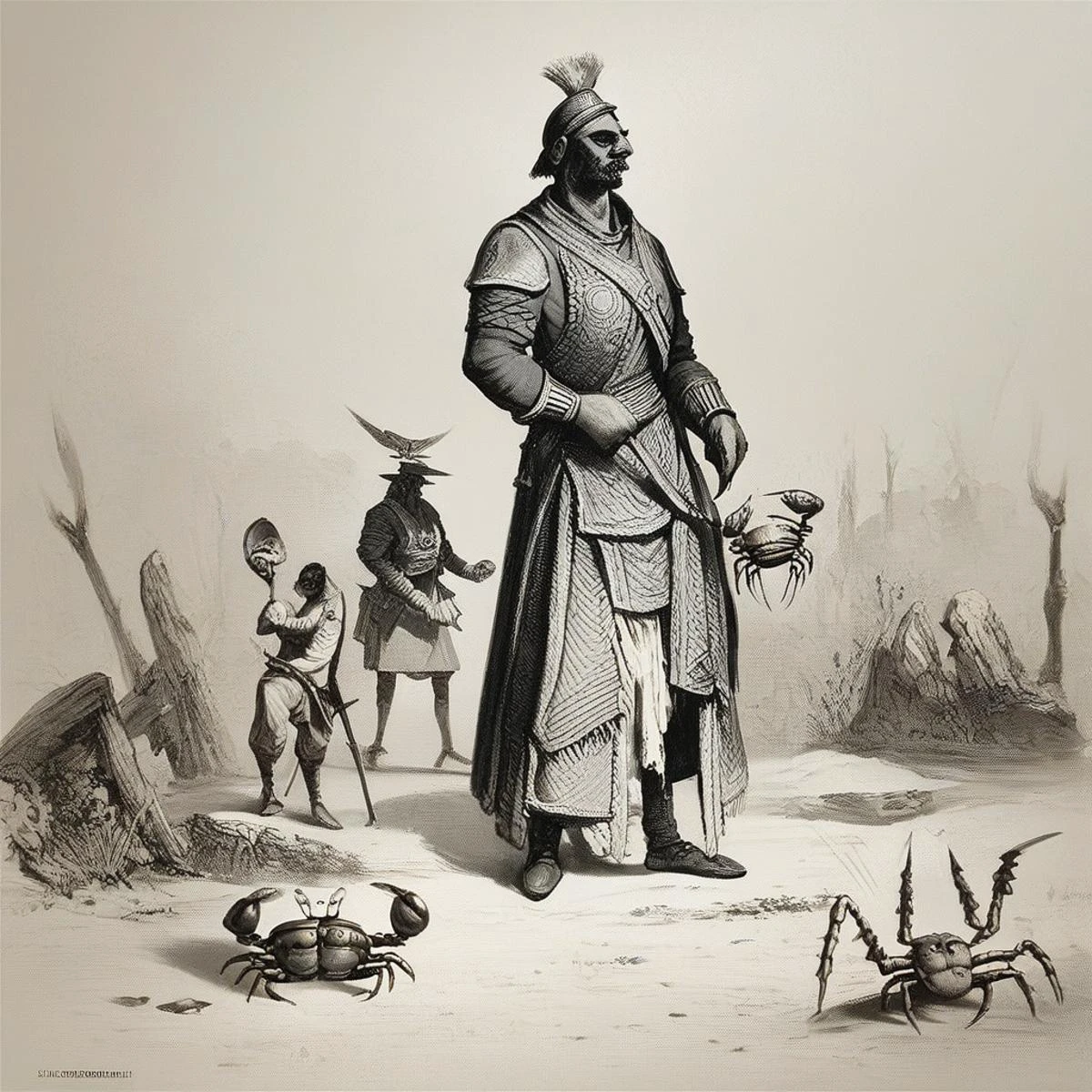 score_9, score_8_up, score_7_up, score_6_up, score_5_up, score_4_up, rating_safe,art by llbreton,monochrome,crabimelech the demon of crab-man sacrifice,<lora:LLBretonPony:1>