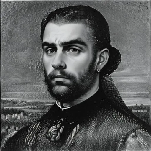 portrait of gigachad,monochrome,grayscale,art by llbreton,  <lora:LLBreton15:1>