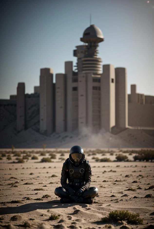 Sad alien smokes, sitting on a ground, An alien ship crashed into the ground, desert (fire:0.2)(oil painting:0.1)((Creative((Photo Masterpiece 8k wallpaper [Verb | adjective | noun])))BREAK(dodge and burn, corner edge darken vignette)((exposure POP!!!) hdr extremely intricate, High (Detail:1.1), Sharp focus, dramatic cinematic light, 8k textures, elegant, ((((cinematic look))))breathtaking, insane details))  
 <lora:Better_Details:0.6> 
<lora:epiC35mm:0.6> epiC35mm
<lora:LCM_1-5:0.7> 
<lora:ContrastControl:1.3>
 <lora:Colortone_Slider:-1.8>  bright color
