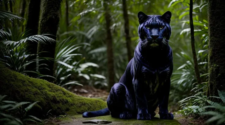 cinematic film still panther sitting in lush and vast jungle, ultra high quality, brilliant, highly detailed, UHD 8k, (crisp details), sharp focus, full body, cinematic extremely detailed wallpaper, highly detailed, extremely detailed, Cinematic Lighting, sparks, lensflare, rim lighting, backlighting, Chromatic Aberration, RTX, Post Processing, . shallow depth of field, vignette, highly detailed, high budget, bokeh, cinemascope, moody, epic, gorgeous, film grain, grainy