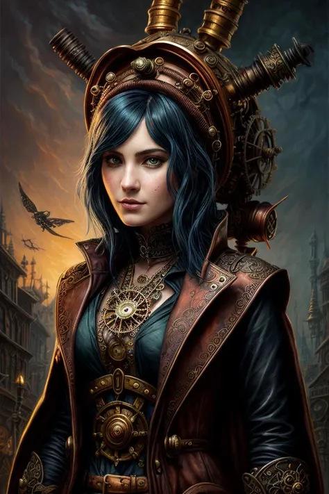 steampunk woman, highly detailed face and body portrait by wlop. fantasy art from dnd extremely beautiful style of ilya kuvshinov on greg rutkowski in the shell 1 9 7 0 s oil painting full length illustration sharp focus norman rockwell trending pixiv fanbox concept quality cinema model madison beer as ariana grande popart thomas