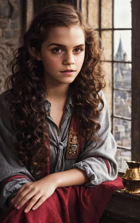real, photoshoot, realistic, perspective, luminescent, bright colors, 
illusion, atmospheric scene, masterpiece, best quality, (detailed beautiful face, detail skin texture, ultra-detailed body:1.1),
(a portrait of 11 years old (([black girl:Emma Watson: 1.2])), (pretty face: 0.8), In a school skirt, a shirt with a tie and a black raincoat, (red and brown), thick curly brown hair, full lips, stands against the background of an old castle with gargoyles, Hogwarts background, with magic stick in the hand),
realistic photo,breath taking, sharp lense, professional photographie, 70mm lense, detail love, good quality, 
unreal engine 5, wallpaper, colerful, art, (hdr:1.5), hyperdetailed, (artstation:1.5), cinematic, warm lights, 
dramatic light, rich colourful, (background inside dark, moody, private study:1.3) , POV, nikon d850, film stock photograph, kodak portra 400, camera f1.6 lens, 
rich colors, hyper realistic, lifelike texture, (dramatic lighting), cinestill 800,diffuse lighting, natural soft colors, hyperrealistic, (rutkowski),  <lyco:locon_rosario_v1_from_v1_64_32:1>