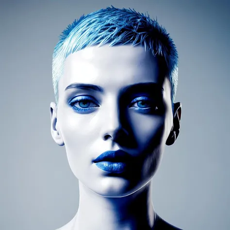 portrait of 1 woman, pale skin, blue short hair, blue lips, perspective,
( by Enki Bilal)
high contrast, best shadow, cinematic lighting
(masterpiece, best quality:1.3),
<lora:methurlant:0.8> <lora:add_detail:1>