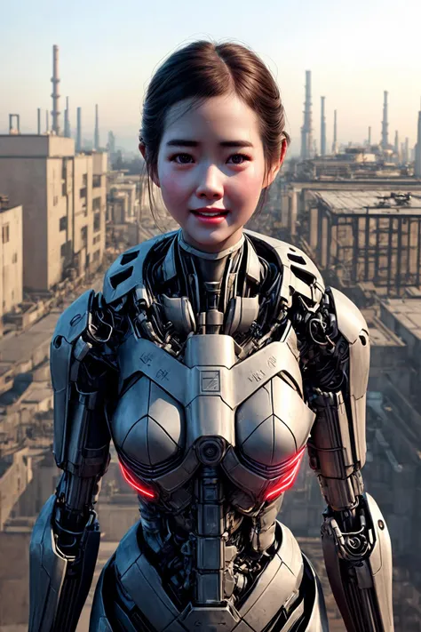(AIDA_tamicat:1.01) as cute mecha girl <lora:mecha_20230530090512:0.4>, cyborg, android, beautiful girl, pretty face, tan skin, mechanical arms, (happy:1.3), funny, smiling, flirting, sexy, street photography, night, abandoned chemical factory plant, glowing radioactive wastes, cyberpunk, trending on artstation, photorealistic, professional photography, kkw-ph1, hanfu <lora:SBGF:0.3>, <lora:tangbohu-detailer_1.0:1>