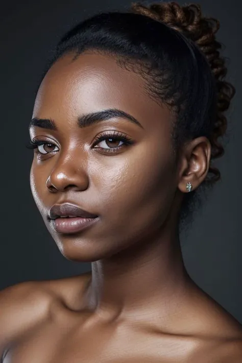 GS-Womanly, photorealistic, beautiful face, (rosalinenobodysd15:1.0), (round pupils, beautiful eyes:1.1), full lips, dark skin, African, closeup photo, thee quarter profile, (empty background, blank, empty:1.3),
<lora:Lighting_LowRA(dark theme):0.15>
 <lora:LIGHTING_epiNoiseoffset_v2:0.25>  two tone lighting ,
 <lora:flashlightphoto_v1.5a:0.2> flashlight,
<lora:add_more_details:-0.25>
<lora:detailed_eye_V2:0.25>
<lora:FACE_epiCRealismHelper:0.125>
<lora:RSERomantic_RSESofiko_RSEEmma-v1:0.2>(RSEEmma:0.2)
  (close portrait:0.75)