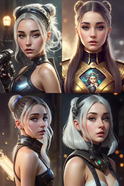 steampunk woman, highly detailed face and body portrait by wlop. fantasy art from dnd extremely beautiful style of ilya kuvshinov on greg rutkowski in the shell 1 9 7 0 s oil painting full length illustration sharp focus norman rockwell trending pixiv fanbox concept quality cinema model madison beer as ariana grande popart thomas