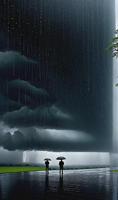 melancholy mistrusting manipulative, Torrential Rain Cascading droplets create a thunderous symphony, in the style of John Martin and Carlos Berlanga, mirrored imagery, <lora:Surreal Harmony:.8> Surreal Harmony, <lora:Ryoji Ikeda Style:.5> Ryoji Ikeda Style, Chiaroscuro
