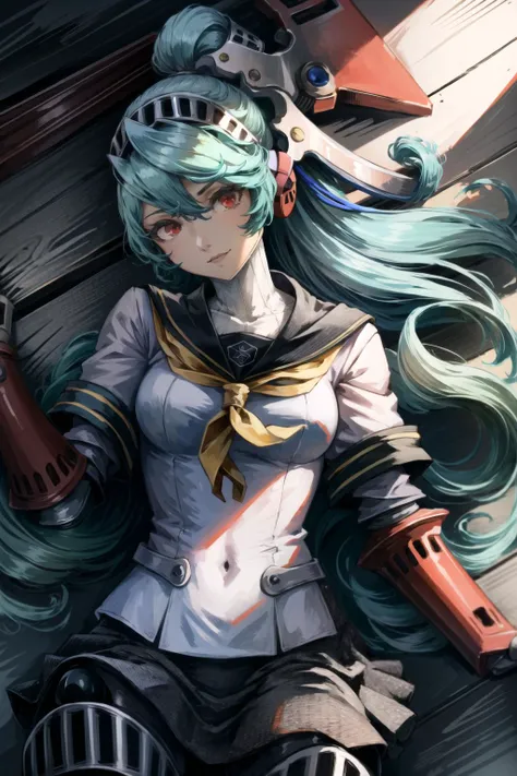 absurdres, (best quality), (masterpiece),(ultra-detailed:1.2),(highres),elaborate, cowboy shot, solo
<lora:persona4_labrys-10:1.0>, labrys, android, robot joints, joints, ponytail, headphones, red eyes, school uniform, serafuku, skirt, staff room, lying, on back, happy, laughing,
<lora:anime_minimalist_v1-000020:-0.2>,
<lora:flat2:-0.5>,
<lora:LowRA:0.3>