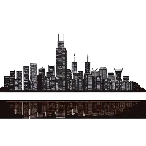 <lora:paper :0.75> HEZI, city skyline, black theme