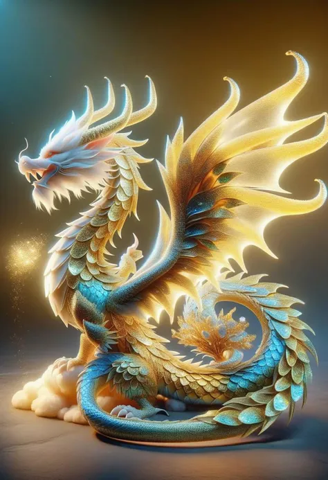 1080p8kchinese dragondelicateimposingamazingFull body shotGlittering gold