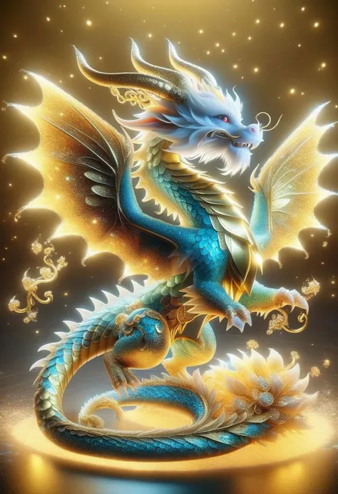 1080p8kchinese dragondelicateimposingamazingFull body shotGlittering gold