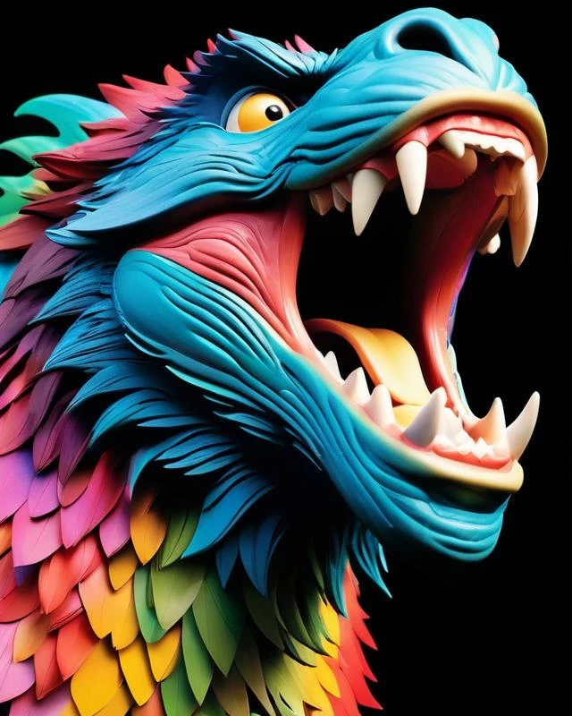 8k high quality, detailed, colorful analog photo, masterpiece, photorealistic, vibrant color film, masterclass, heavy (film grain), Fujicolor 400, Nikon F401,DUNGHUANG,DUNGHUANG BACKGROUND,MONSTER SHOUTING,open mouth,