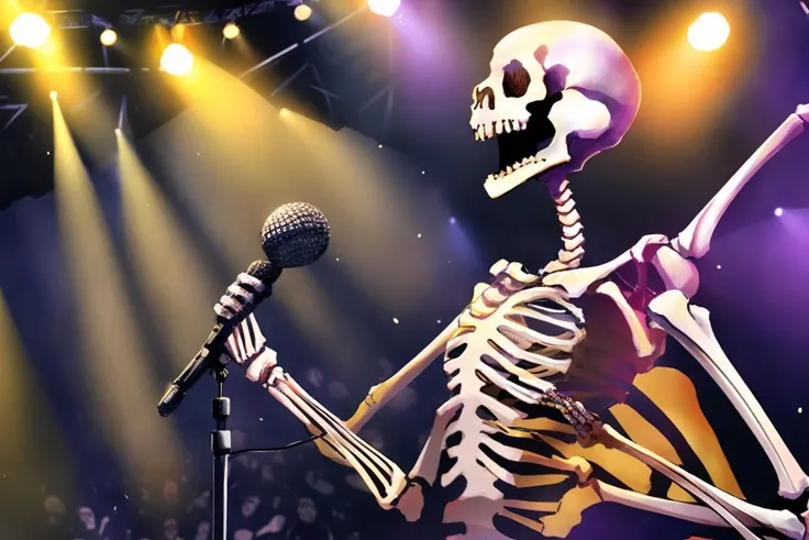 Create the image of a skeleton dj 