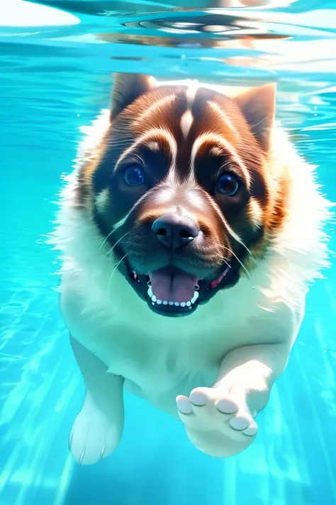Dog head on a sexy busty bimbo perfect body at the pool and is naked and wet and having sex with you and riding on your dick