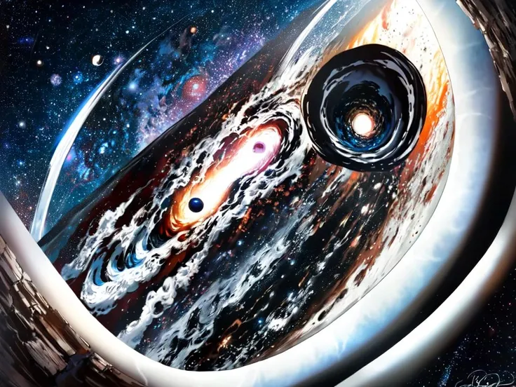 ((best quality:1.7)),((masterpiece)),((realistic:1.7)),Whirlpool Galaxy,big black hole in endless space sucking planets epic effects,, (intricate details:1.12), hdr, (intricate details, hyperdetailed:1.15), long exposure style, (Surrealism), dreamlike , distorted , abstract , symbolic